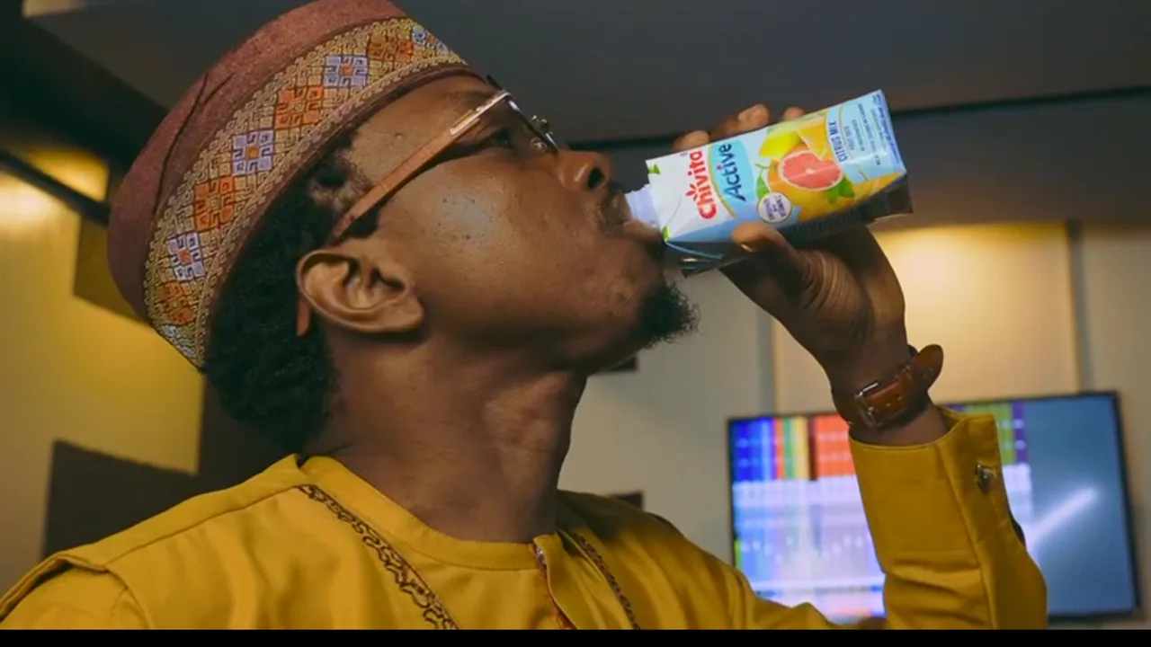 Promoted film still: a man unwinds with Chivita