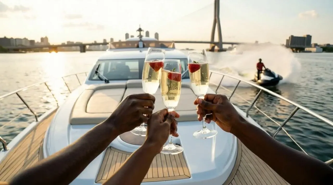 Homecoming film: friends raise a toast on the water in Lagos